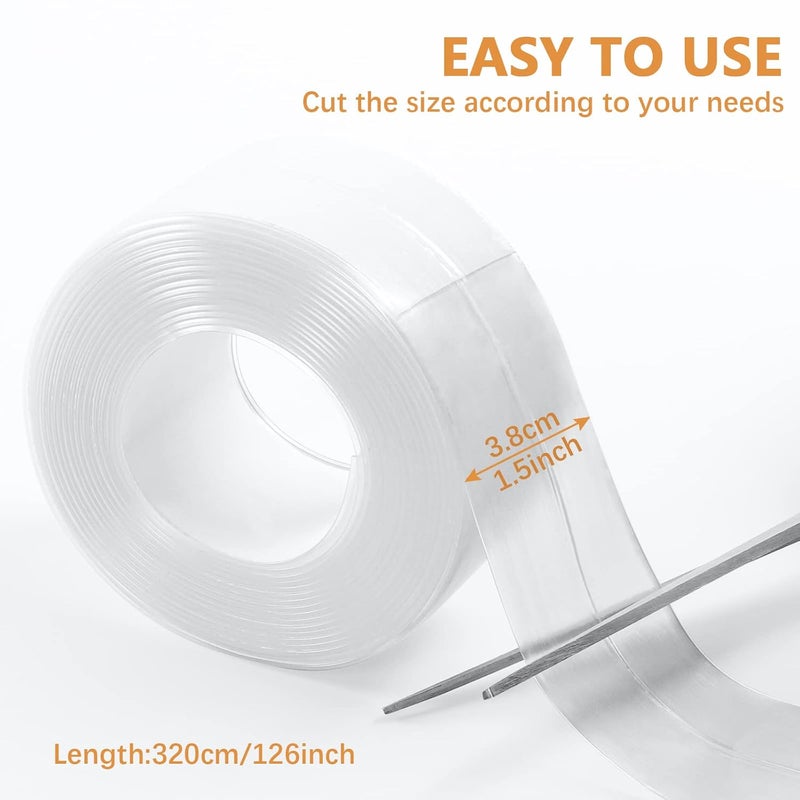 Fixmend Clear Caulk Tape, 3 Roll Transparent Caulk Strip Waterproof Self Adhesive, Caulking Sealant Tape for Kitchen, Countertop, Bathroom, Sink, Shower, Bathtub, Toilet Edge Protector(1.5" x 10.5Ft) - Image 2